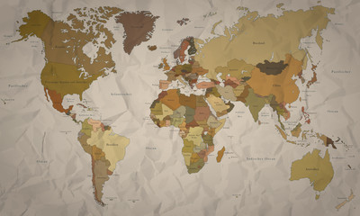 Weltkarte - historische Karte mit Verlauf (hoher Detailgrad)