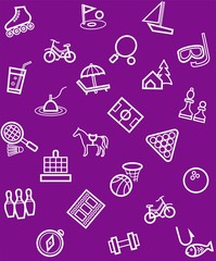 Leisure and entertainment, background, seamless, purple 