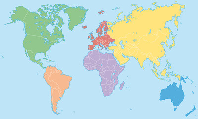 Weltkarte - Kontinente