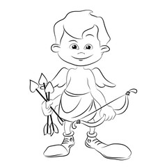 Obraz premium Valentine Day cupid angel cartoon style vector illustration. Cupid cartoon kids vector illustration, Cute playfull Valentine Amur isolated on white background 