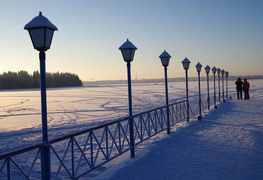 VALDAI, RUSSIA - January, 2016: Lake Valday near Iversky monaste