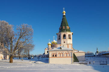 Fototapeta na wymiar VALDAI, RUSSIA - January, 2016: Iversky monastery in Valdai, Nov