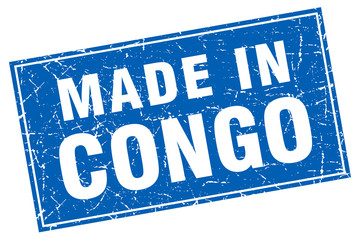 Congo blue square grunge made in stamp