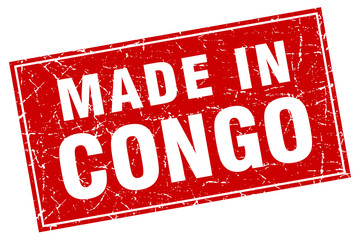 Congo red square grunge made in stamp