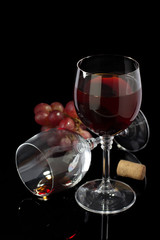 wine glass on black