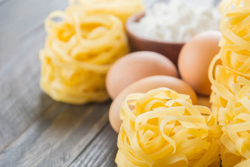 dry pasta spaghetti with ingredient