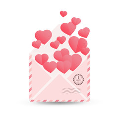 greeting card happy Valentine's day - the open envelope with a h
