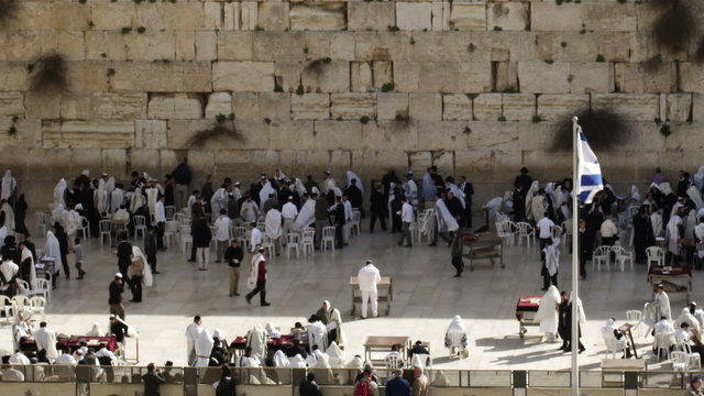 Western Wall at old Jerusalem City, Jewish worship site in Israel.