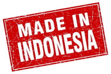 Indonesia red square grunge made in stamp