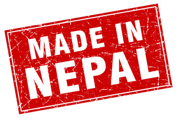Nepal red square grunge made in stamp