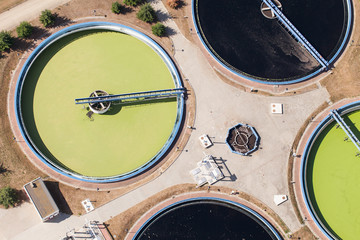 aerial view of sewage treatment plant in wroclaw city