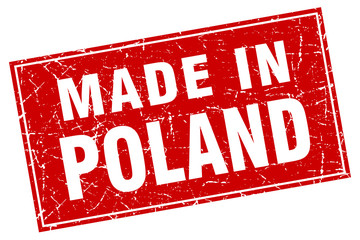 Poland red square grunge made in stamp