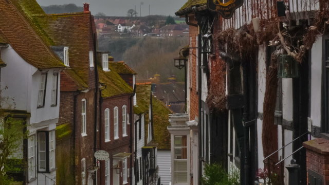 Panning time-lapse of Mermaid Street in Rye, East Sussex