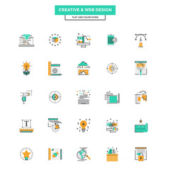 Flat Line Color Icons- Web Design