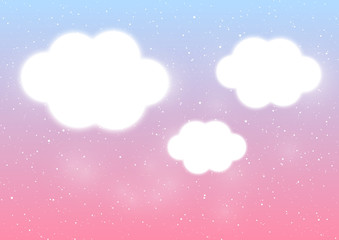 Shiny clouds on blue and pink background 2