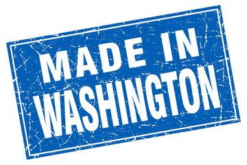 Washington blue square grunge made in stamp