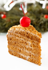 Honey cake. Homemade Christmas cake.
