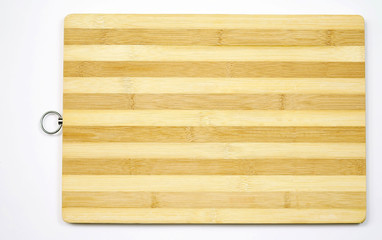 Bamboo cutting board on a white background