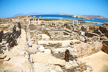 temple  in delos greece the historycal acropolis and old ruin si