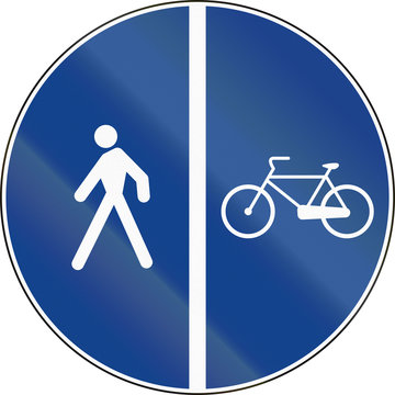 Road sign used in Italy - bike lane along the side of the sidewalk