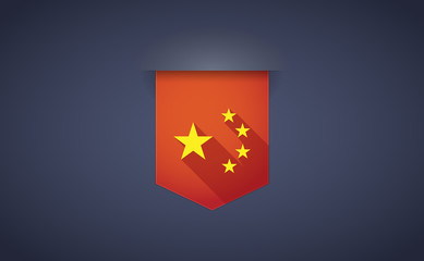 Long shadow ribbon icon with  the five stars china flag symbol