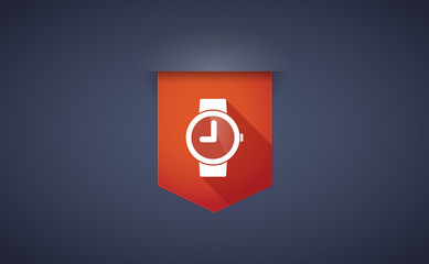 Long shadow ribbon icon with a wrist watch