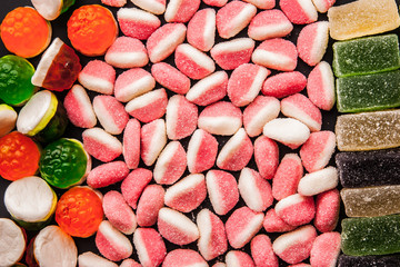 Colorful fruit jellies mix horizontal