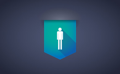 Long shadow ribbon icon with a male pictogram