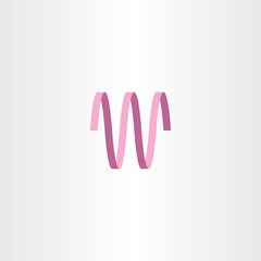 letter w ribbon logo pink icon vector