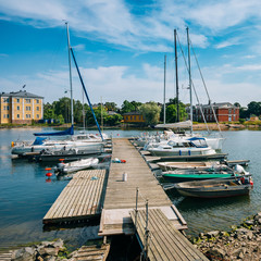 Harbour And Quay Yacht near Helsinki, Finland. 