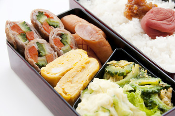 ゴーヤーと人参の肉巻き弁当