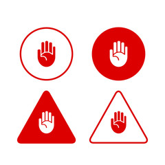 Set of stop hand icons