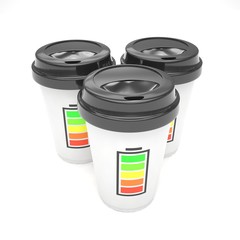 Three paper coffee cups