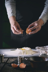 Making the dough by female hands