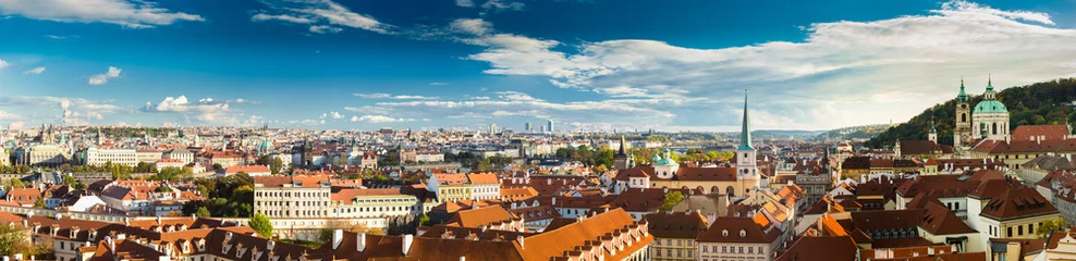 Tuinposter Panorama, cityscape of Prague, Czech Republic. © Grigory Bruev