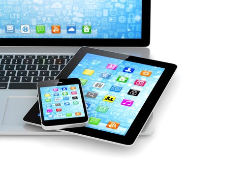 Laptop, phone and tablet pc.