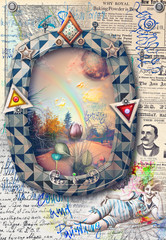 Gothic frame with rainbow in graffiti background © Rosario Rizzo