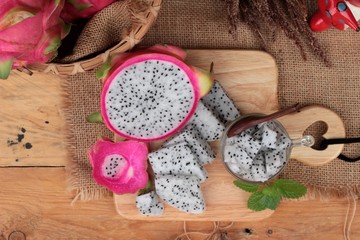 Dragon fruit and smoothie of delicious.