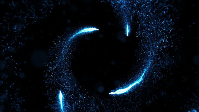 loopable camera flying throught the abstract spiral twisted particle background