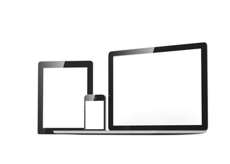 Obraz na płótnie Canvas laptop, tablet, phone, on white