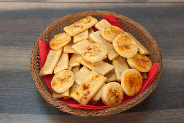 Homemade salty crackers with red paprika