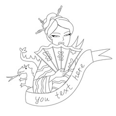 Japanese woman in lines