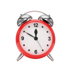 red alarm clock on white