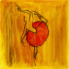 Obraz premium Ballet dancer on red background