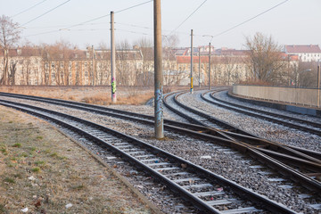 Obraz premium Streetcar rails in Frankfurt (Oder)