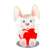 cute bunny with red heart