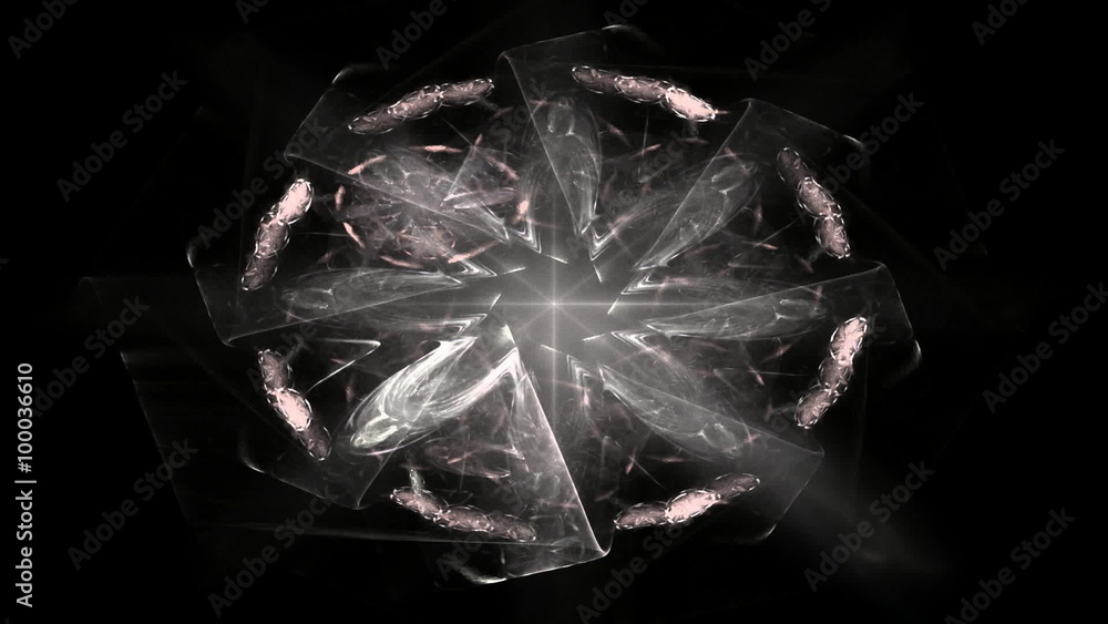 Poster abstract seamless loop of glowing fractal lights.