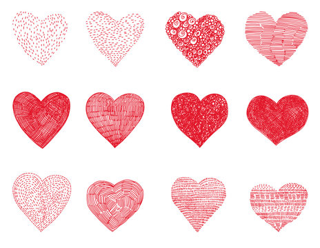 12 doodle hearts