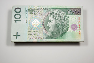 Polish money in denominations of 100