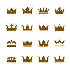 Set of color crowns. Vector Icons